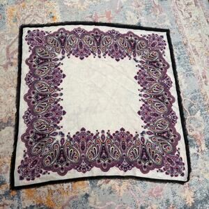Vintage Y2K black and purple paisley scarf
